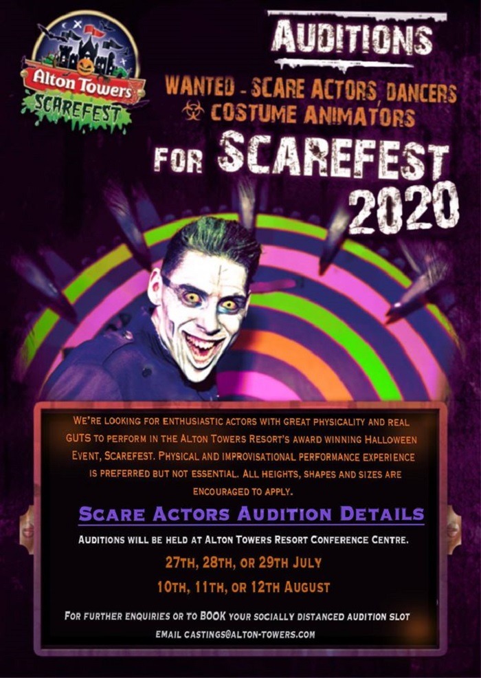 Scarefest 2020 Alton Towers Recruitment
