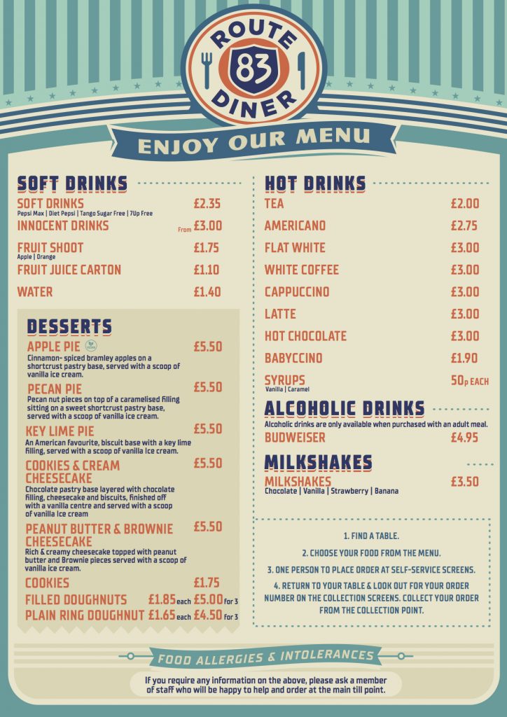 Route 83 Diner Menu Back