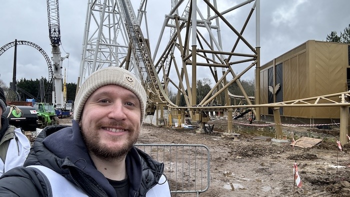 Sean Evans on site at Hyperia at Thorpe Park