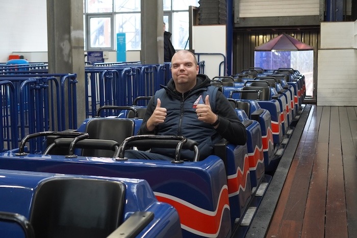 Riding Big One non-stop Pleasure Beach 